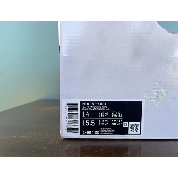 Nike PG 6 TB Promo Orange/White Basketball Shoes Men’s Size 14 DX6654-802 NO LID - Picture 12 of 12